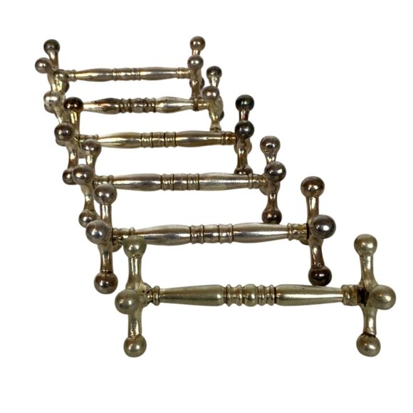 Vintage Silverplate Knife Cutlery Rests Set Of 6 Dumbbell Style Unbranded - Picture 2 of 8
